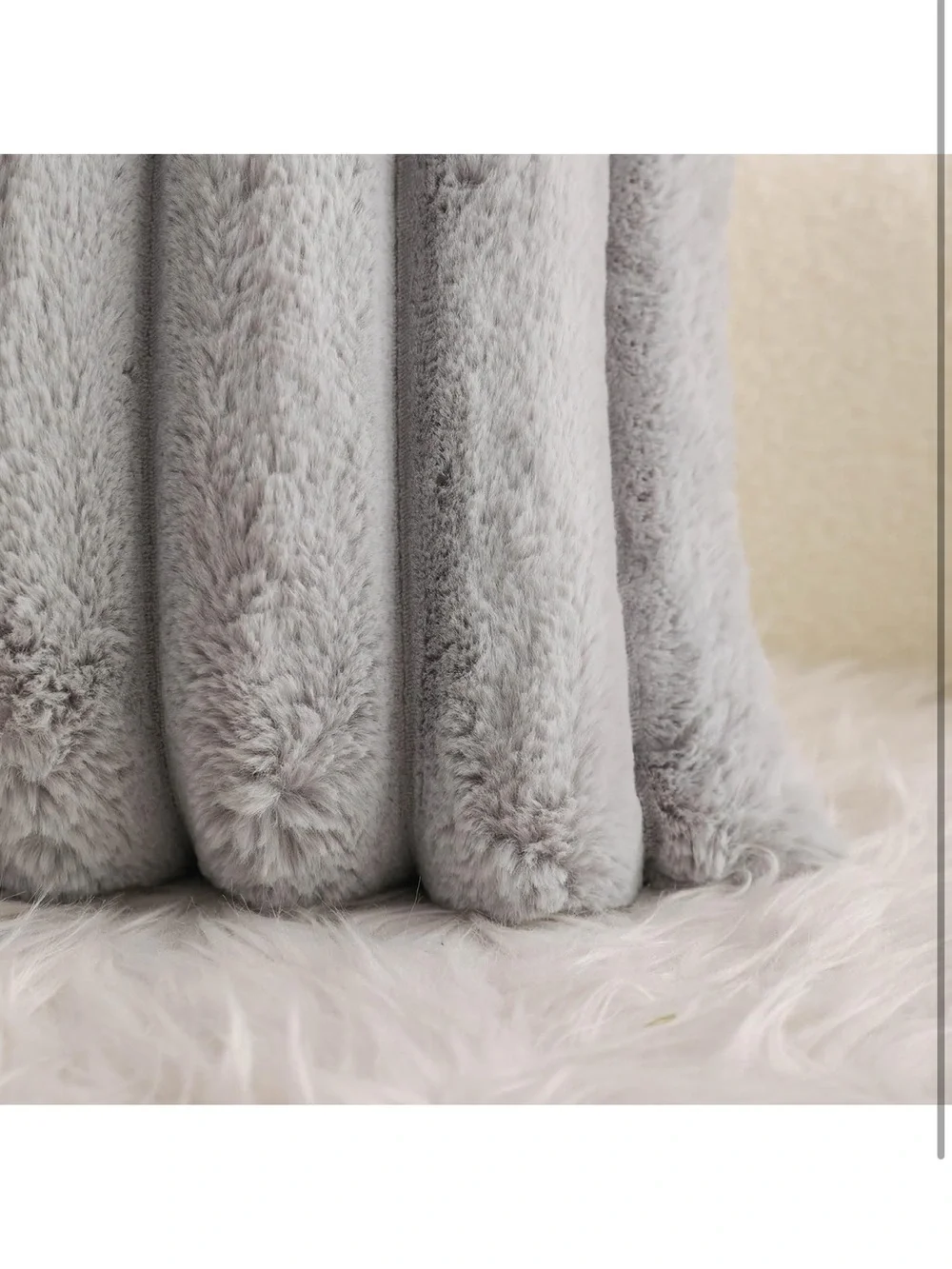 Grey Faux Fur Cozy Soft Striped Decorative Throw Pillow Covers 20x20 set of 2